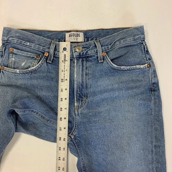 Agolde Women's‎ Cigarette Low Slung Distressed Cropped Straight Leg Size 28 - Picture 15 of 16